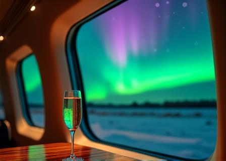 Beobachtung der Polarlichter aus einem luxuri&ouml;sen Privatjet